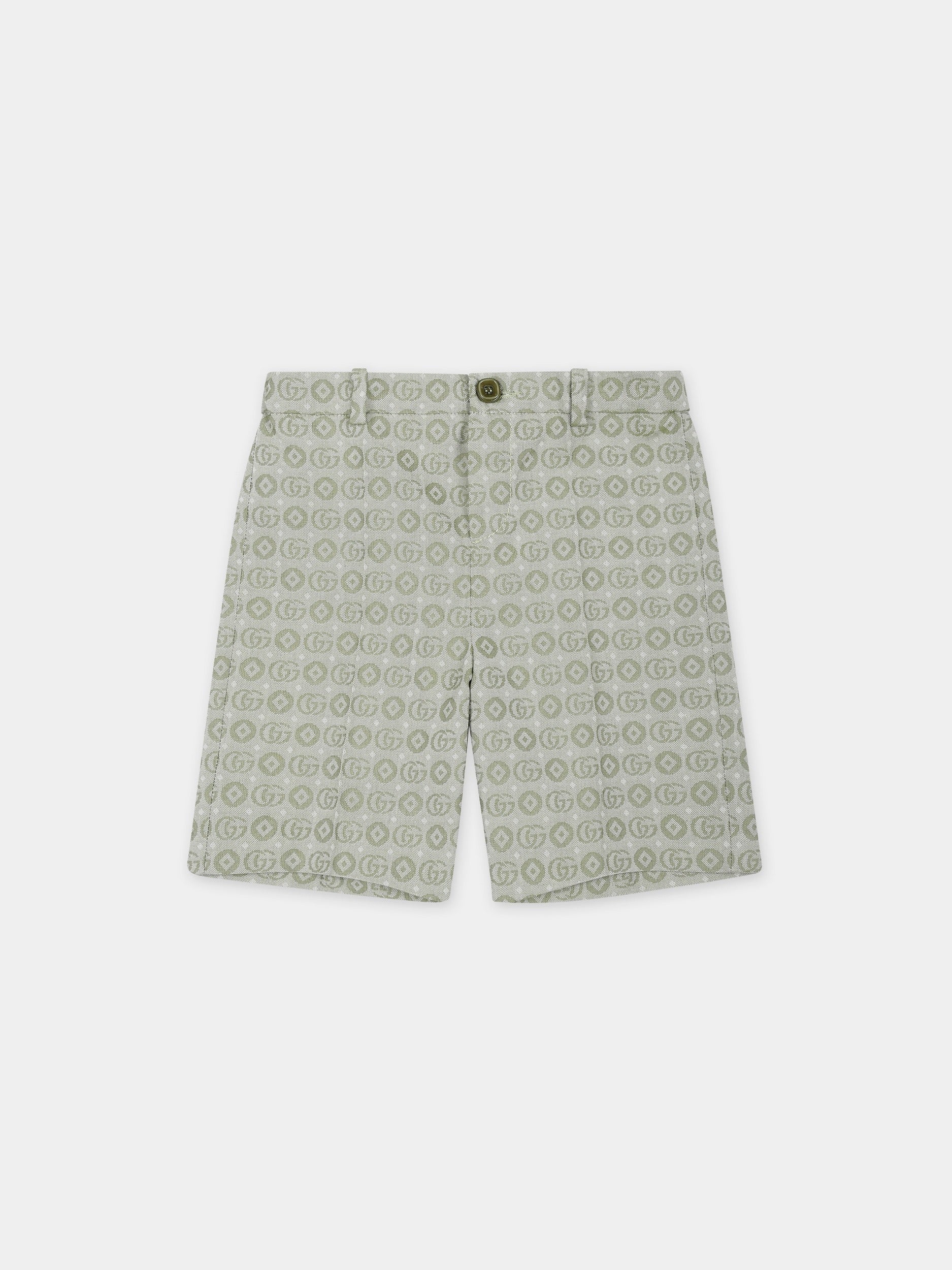 Shorts verdi per neonato con doppia G,Gucci Kids,784982 XWA1M 3436