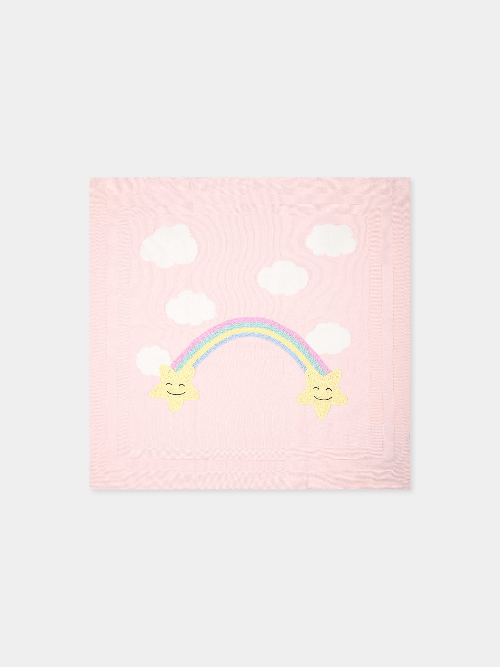 Coperta rosa per neonata con arcobaleno e stelle,Stella Mccartney Kids,TV0010 Z2423 508