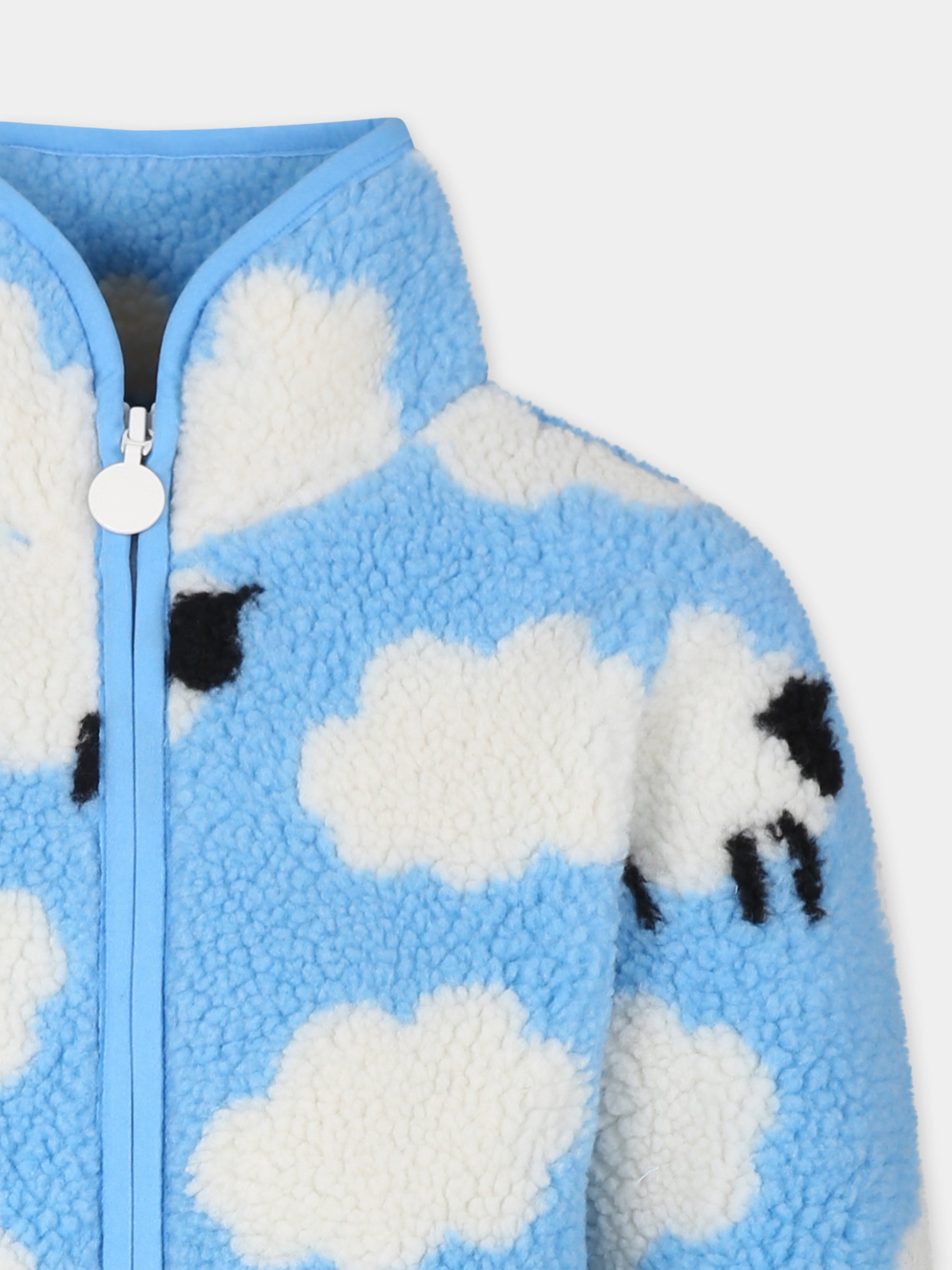 Ecopelliccia azzurra per bambini con nuvole e pecore,Stella Mccartney Kids,TV2A27 Z2058 630MC