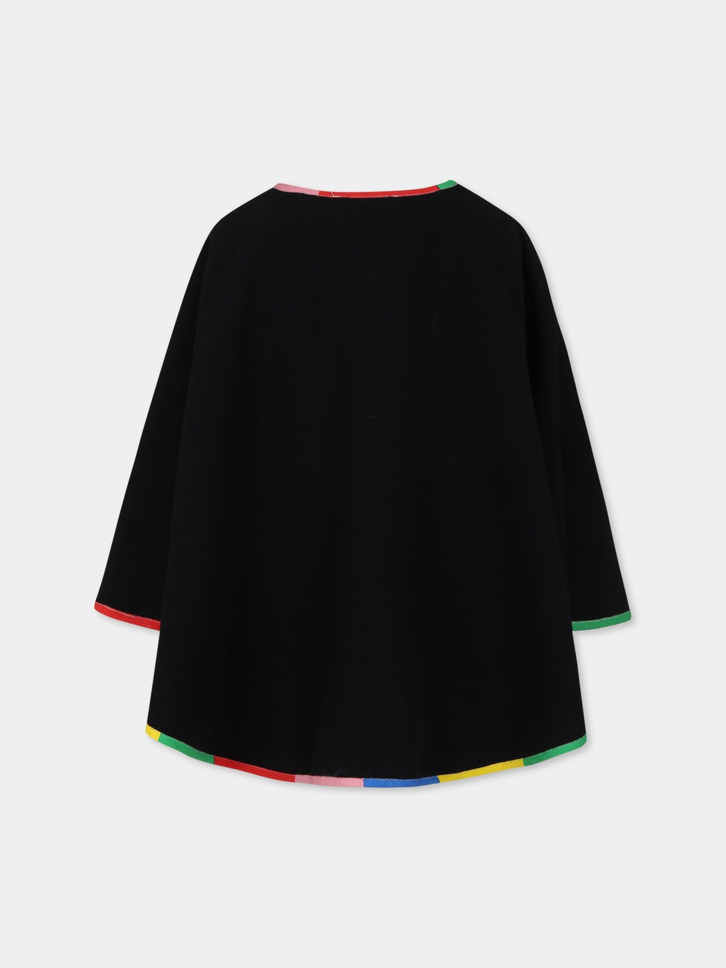 Cape noire pour fille avec pompons