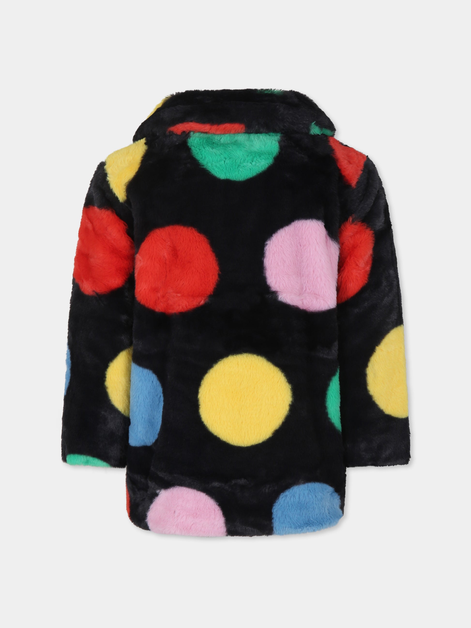 Ecopelliccia nera per bambina con pois,Stella Mccartney Kids,TV2D40 Z2372 930MC