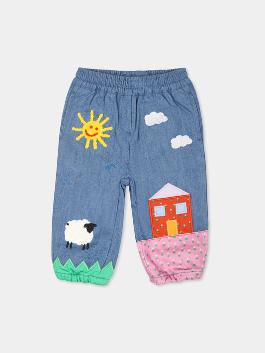 Jeans blu per neonata con sole,Stella Mccartney Kids,TV6120 Z0161 601