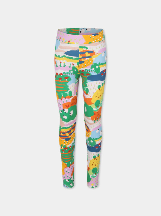 Leggings multicolor per bambina con stampa paesaggio,Stella Mccartney Kids,TV6A20 Z2029 999MC