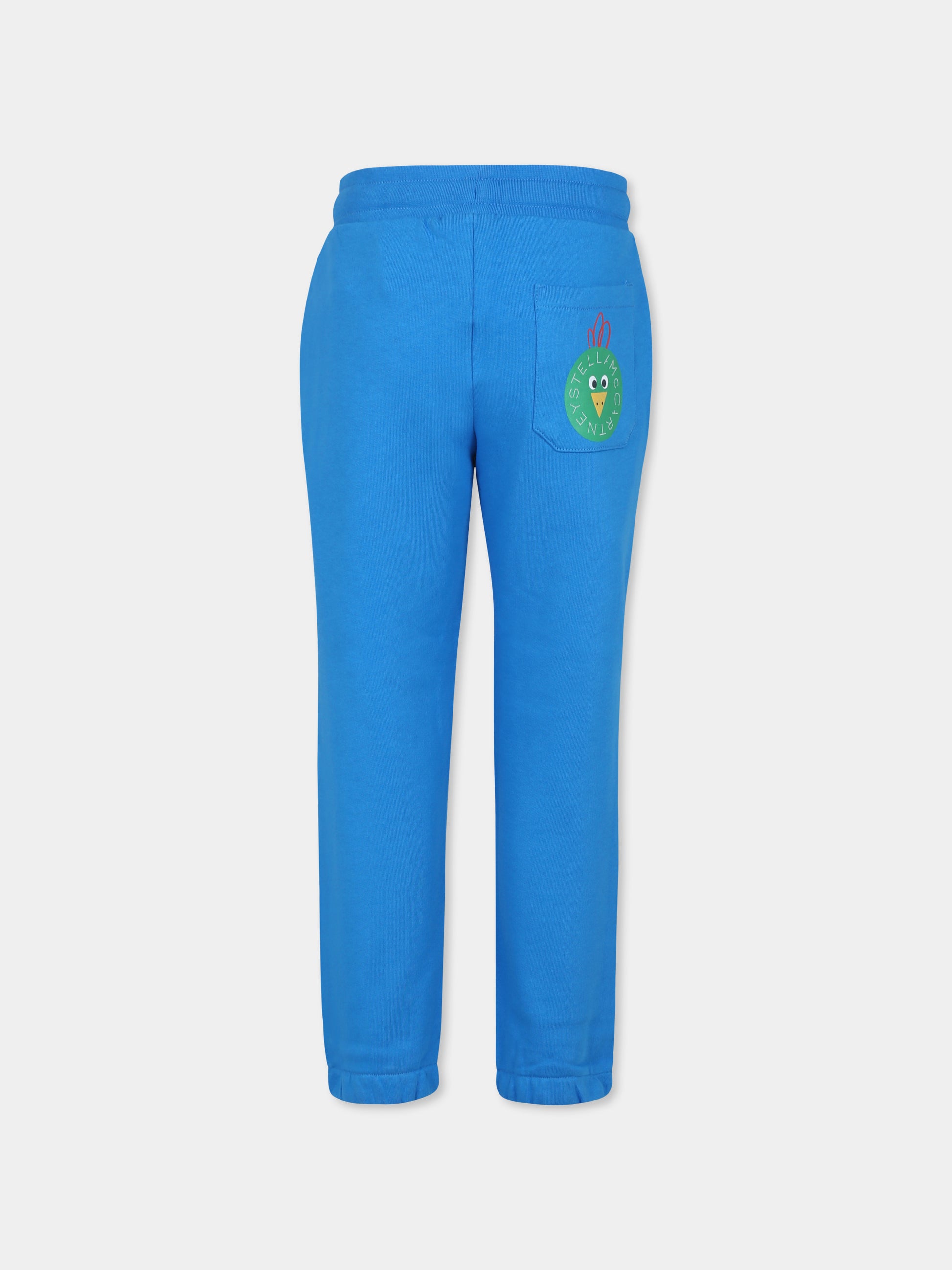 Pantaloni azzurri per bambino con stampa gallo,Stella Mccartney Kids,TV6Q50 Z0453 612