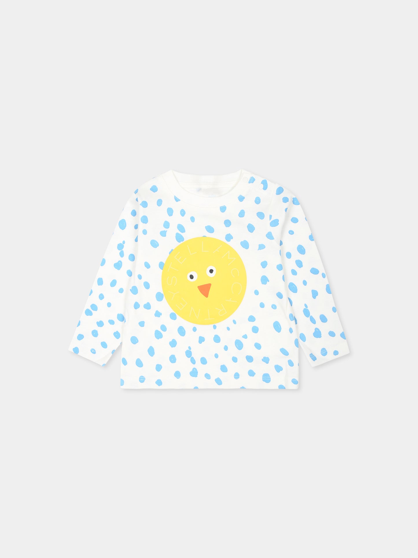 T-shirt bianca per neonato con stampa pulcino,Stella Mccartney Kids,TV8560 Z2271 101CE