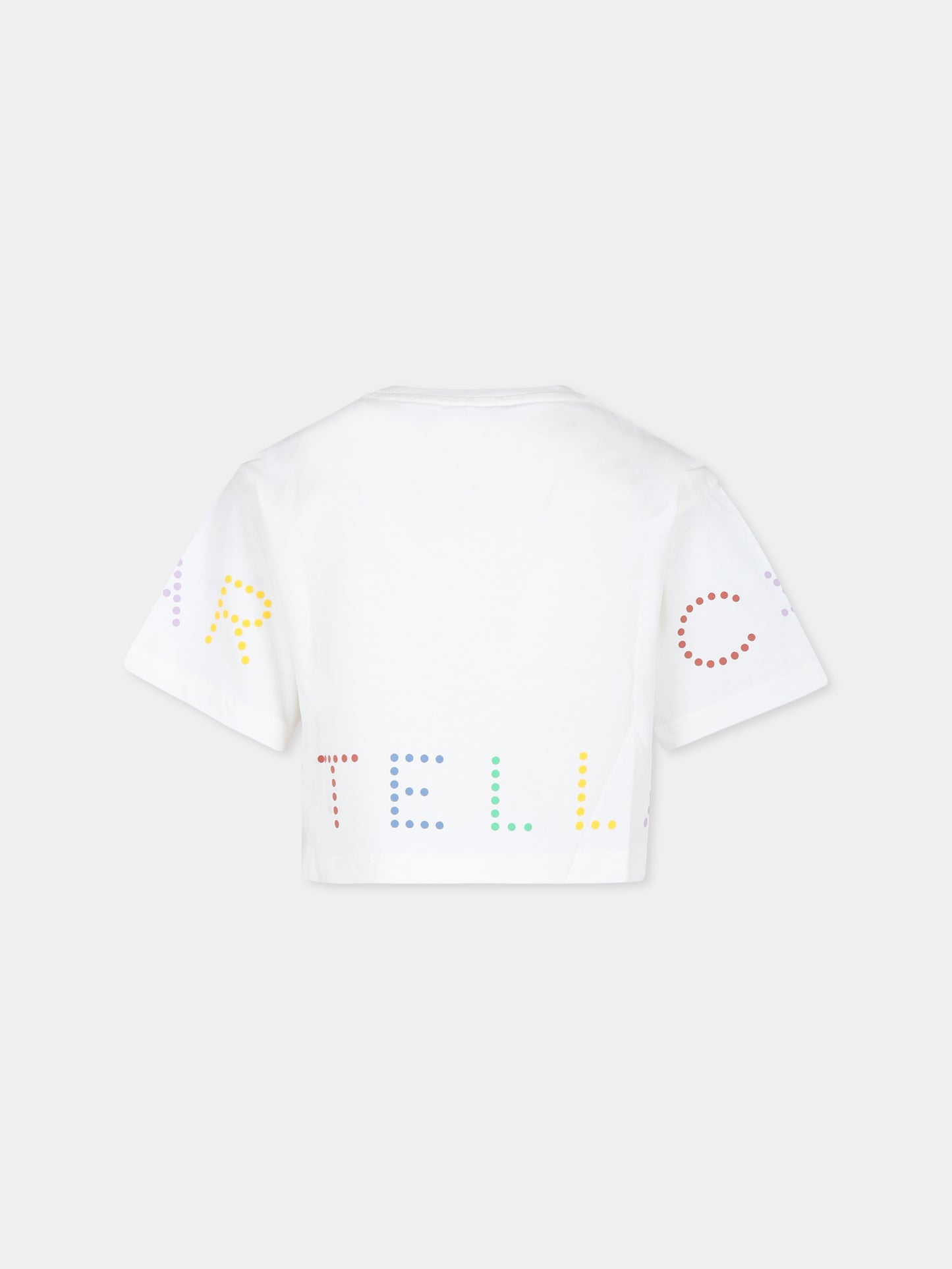 T-shirt bianca per bambina con logo,Stella Mccartney Kids,TV8C51 Z0434 101