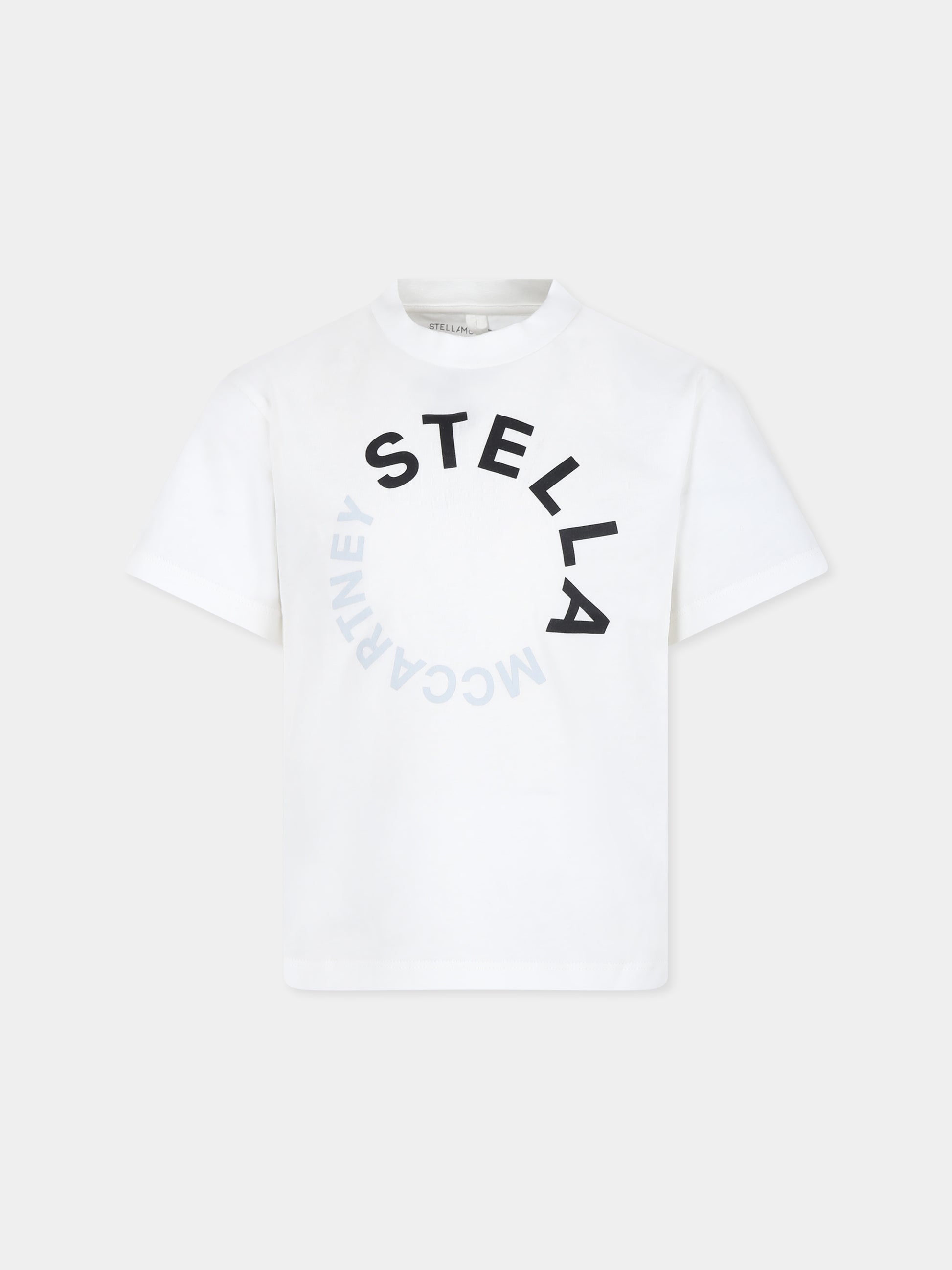 T-shirt bianca per bambini con logo,Stella Mccartney Kids,TV8P61 Z0434 101