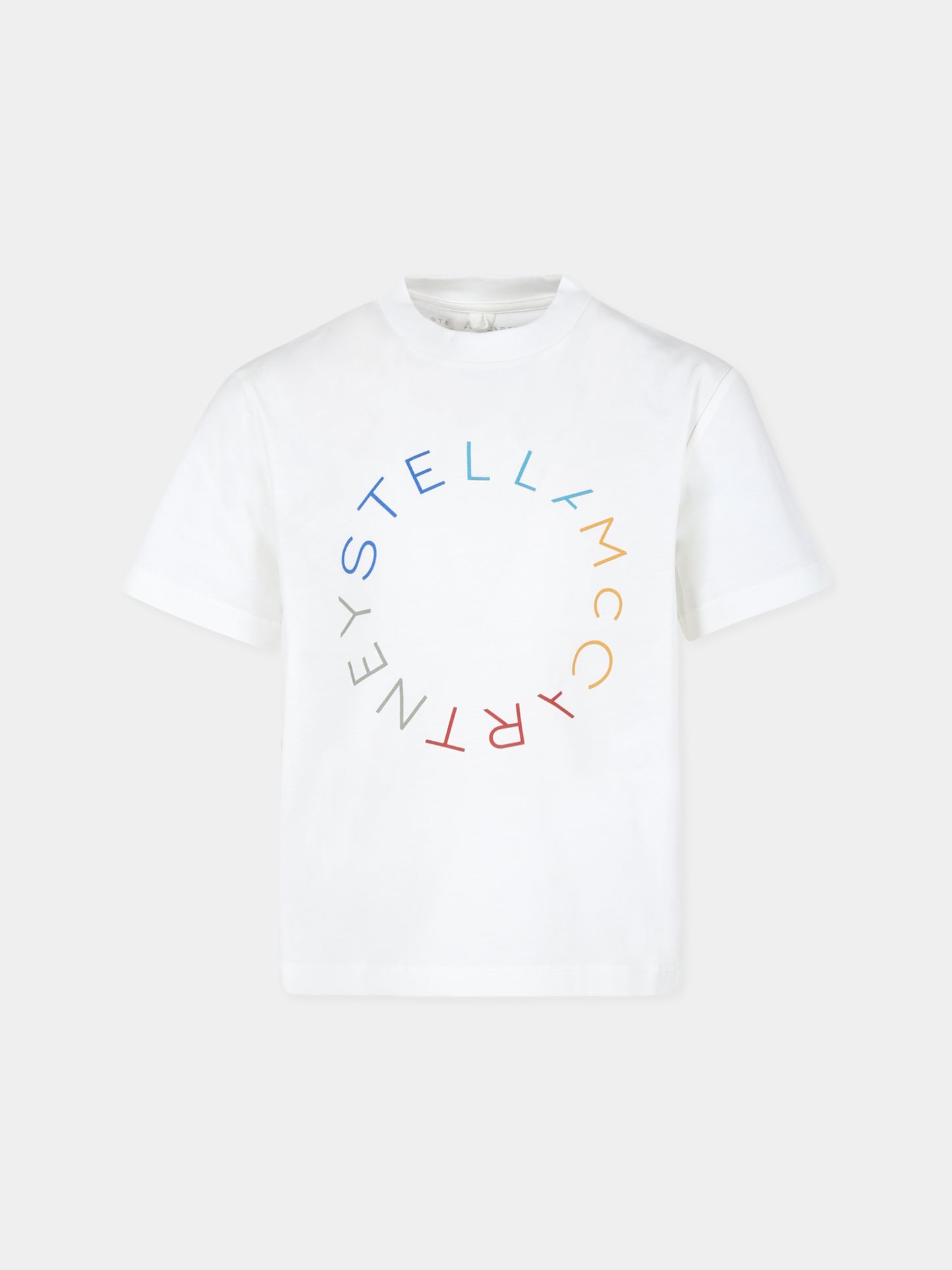 T-shirt bianca per bambini con logo,Stella Mccartney Kids,TV8S71 Z0434 101