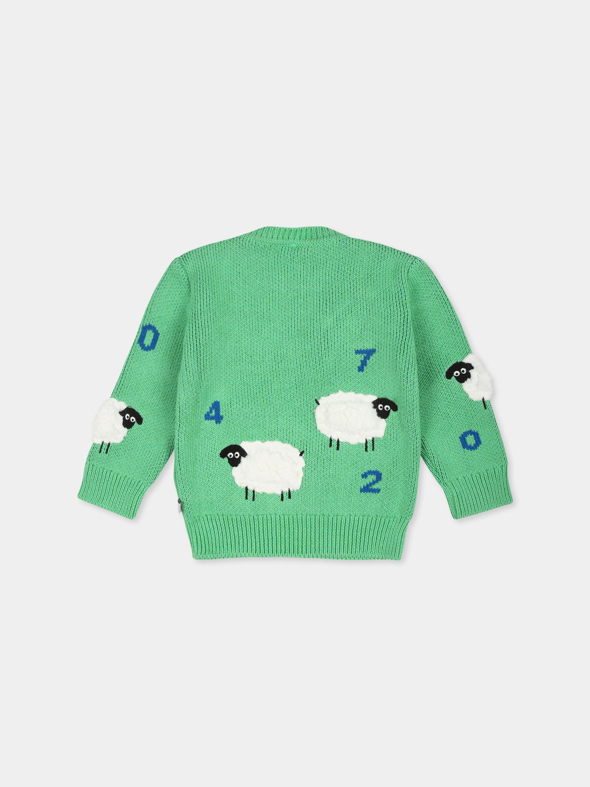 Maglione verde per neonati con pecore,Stella Mccartney Kids,TV9520 Z2291 747