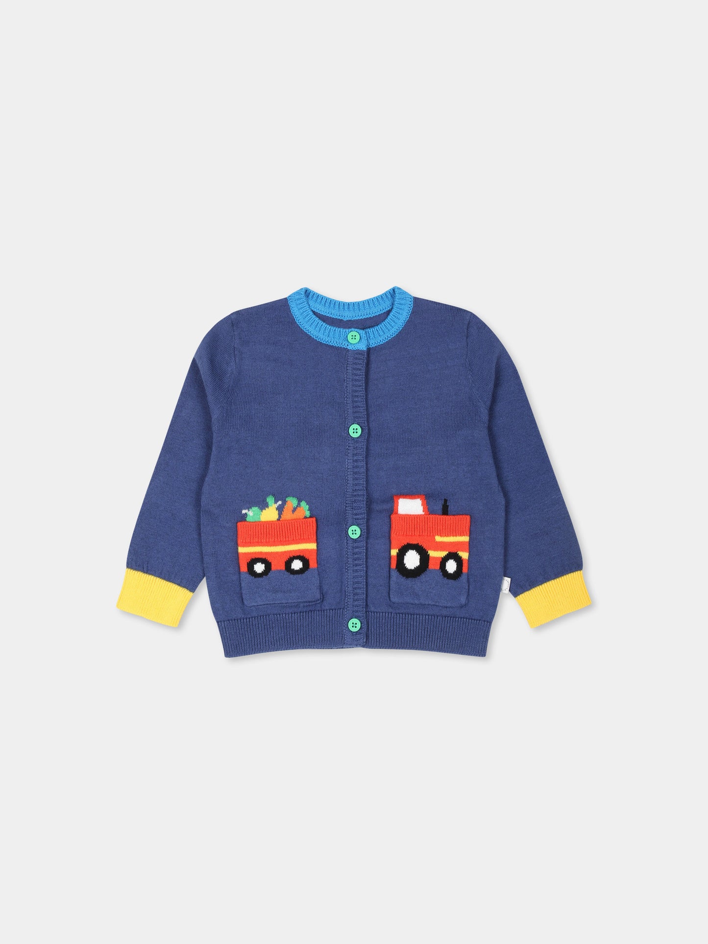 Cardigan blu per neonato con trattore,Stella Mccartney Kids,TV9530 Z1528 624