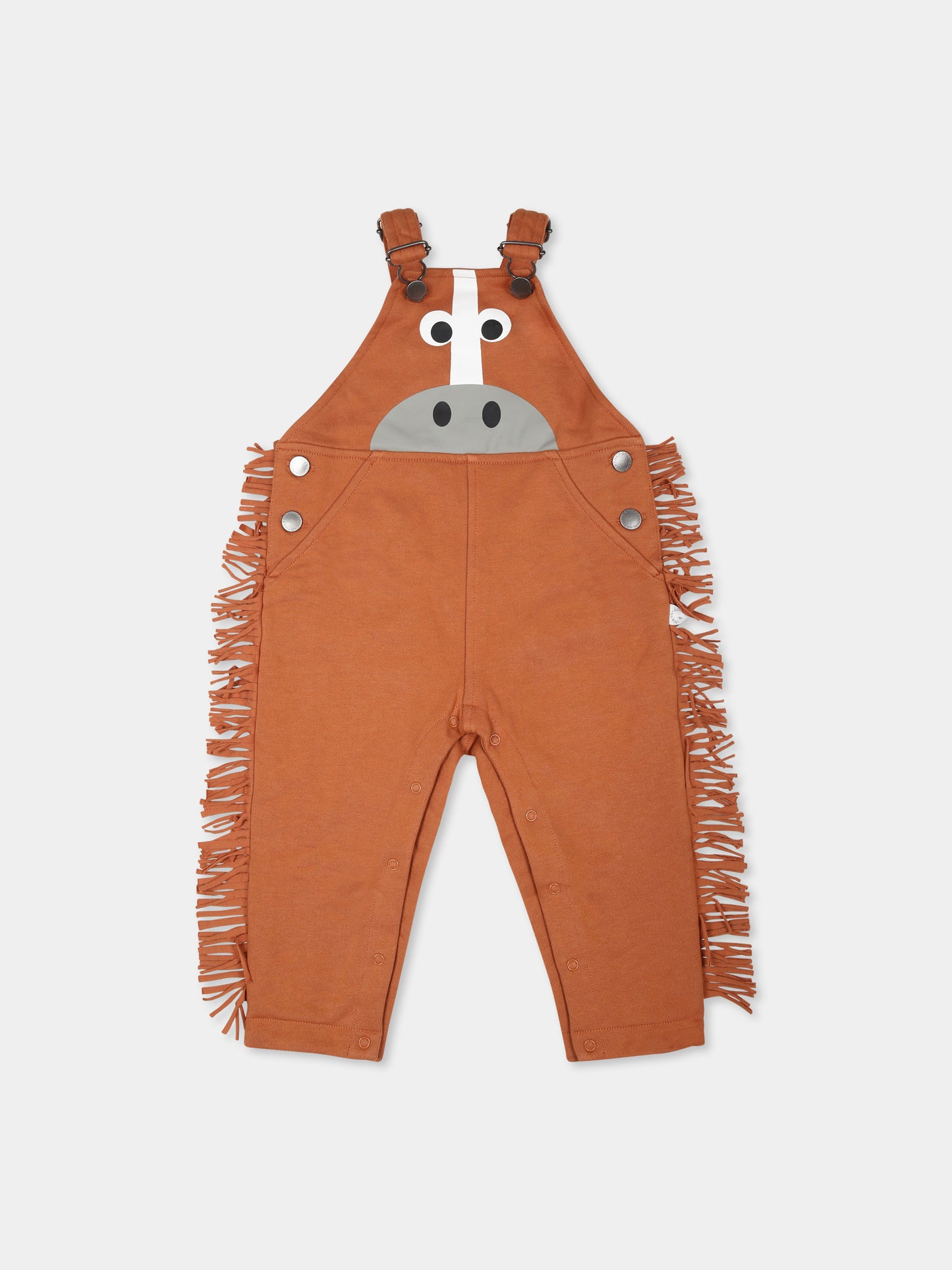 Salopette marrone per neonato con cavallo e frange,Stella Mccartney Kids,TVA522 Z0453 317