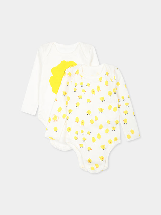 Set body avorio per neonato con pulcini,Stella Mccartney Kids,TVB560 Z2273 101MC