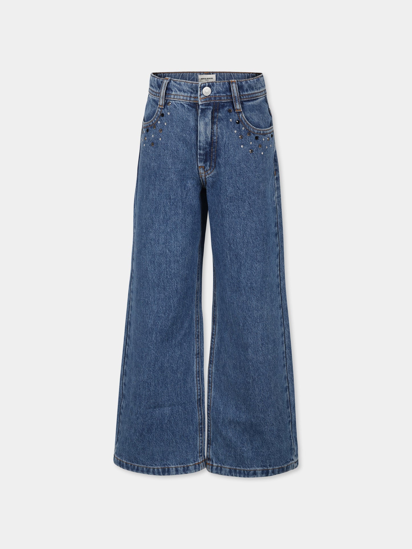Jeans blu per bambina con strass,Sonia Rykiel Paris,A00230 Z10