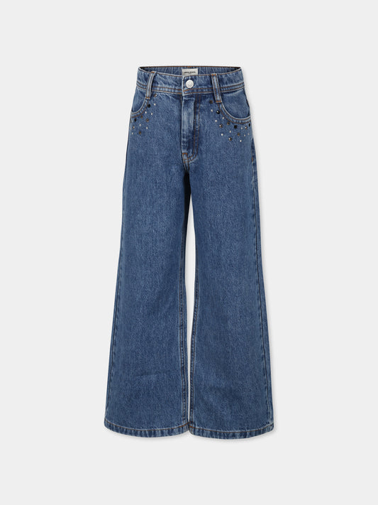 Jeans blu per bambina con strass,Sonia Rykiel Paris,A00230 Z10