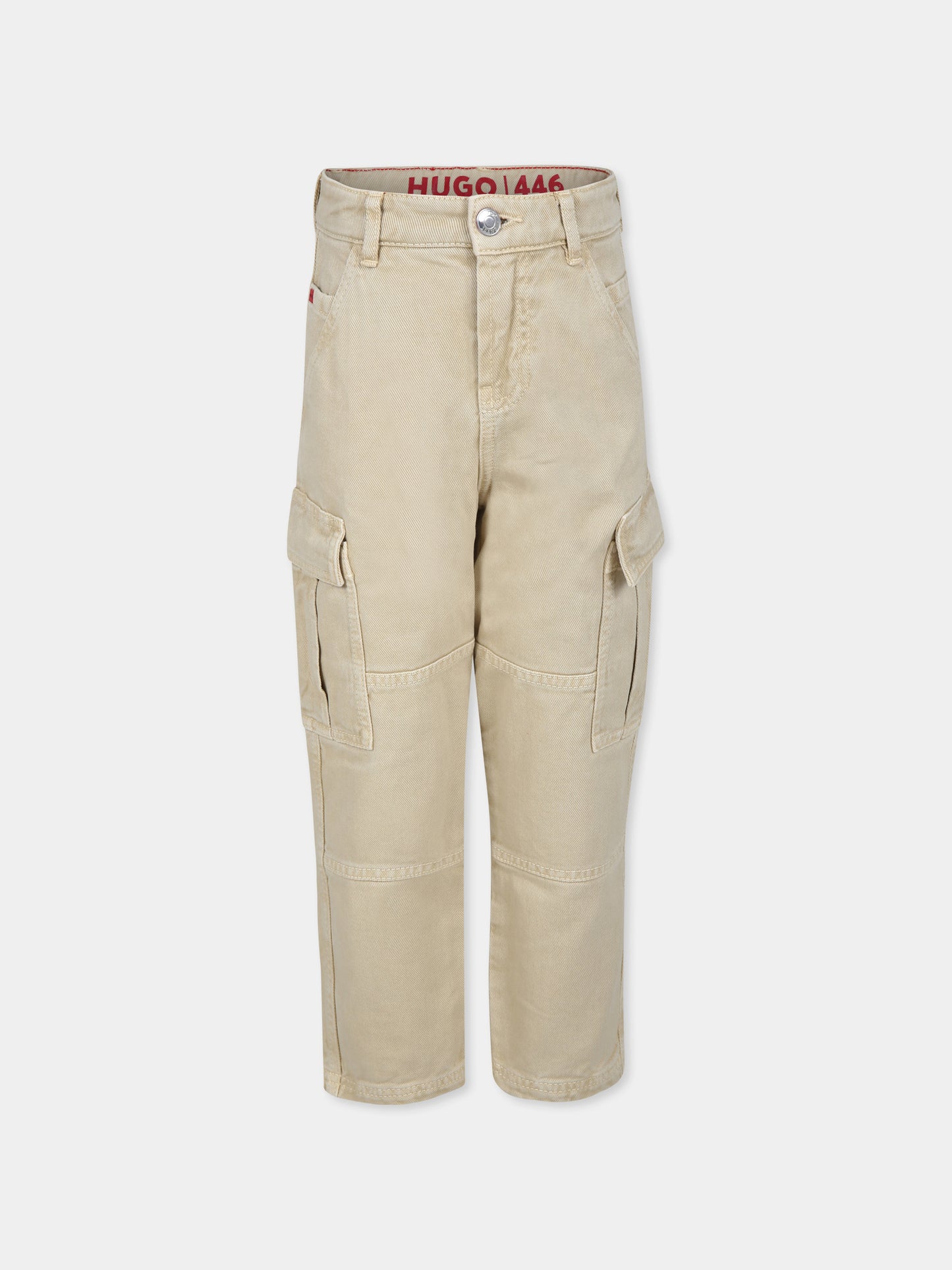 Pantaloni beige per bambino con logo,Hugo,G00187 23C