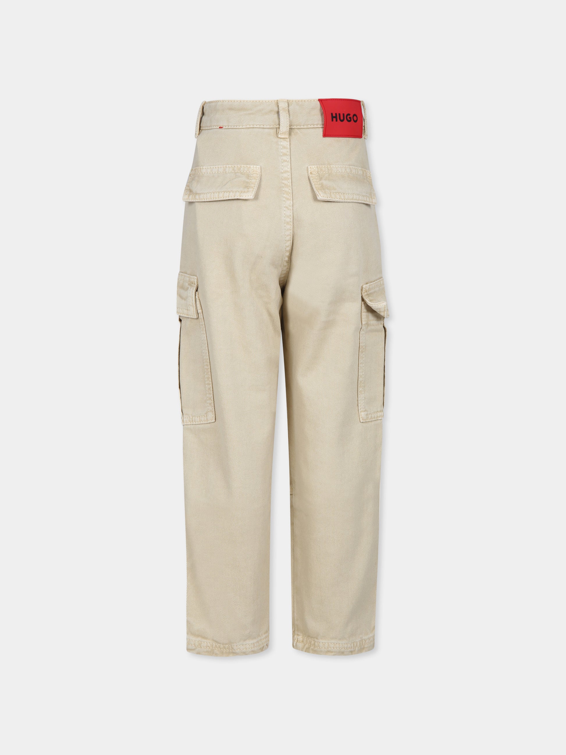 Pantaloni beige per bambino con logo,Hugo,G00187 23C