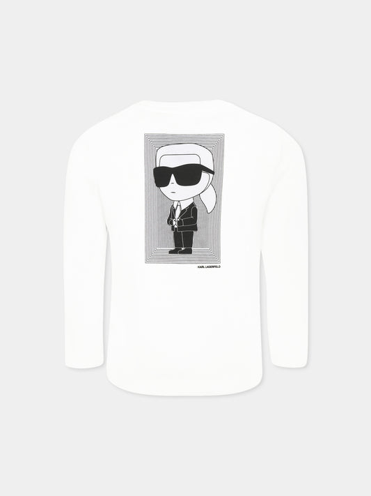 T-shirt blanc pour enfants avec imprimé Karl