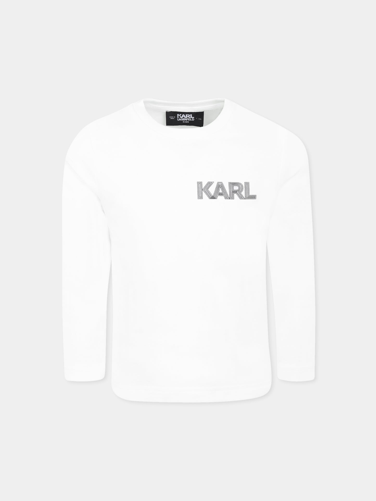 T-shirt blanc pour enfants avec imprimé Karl