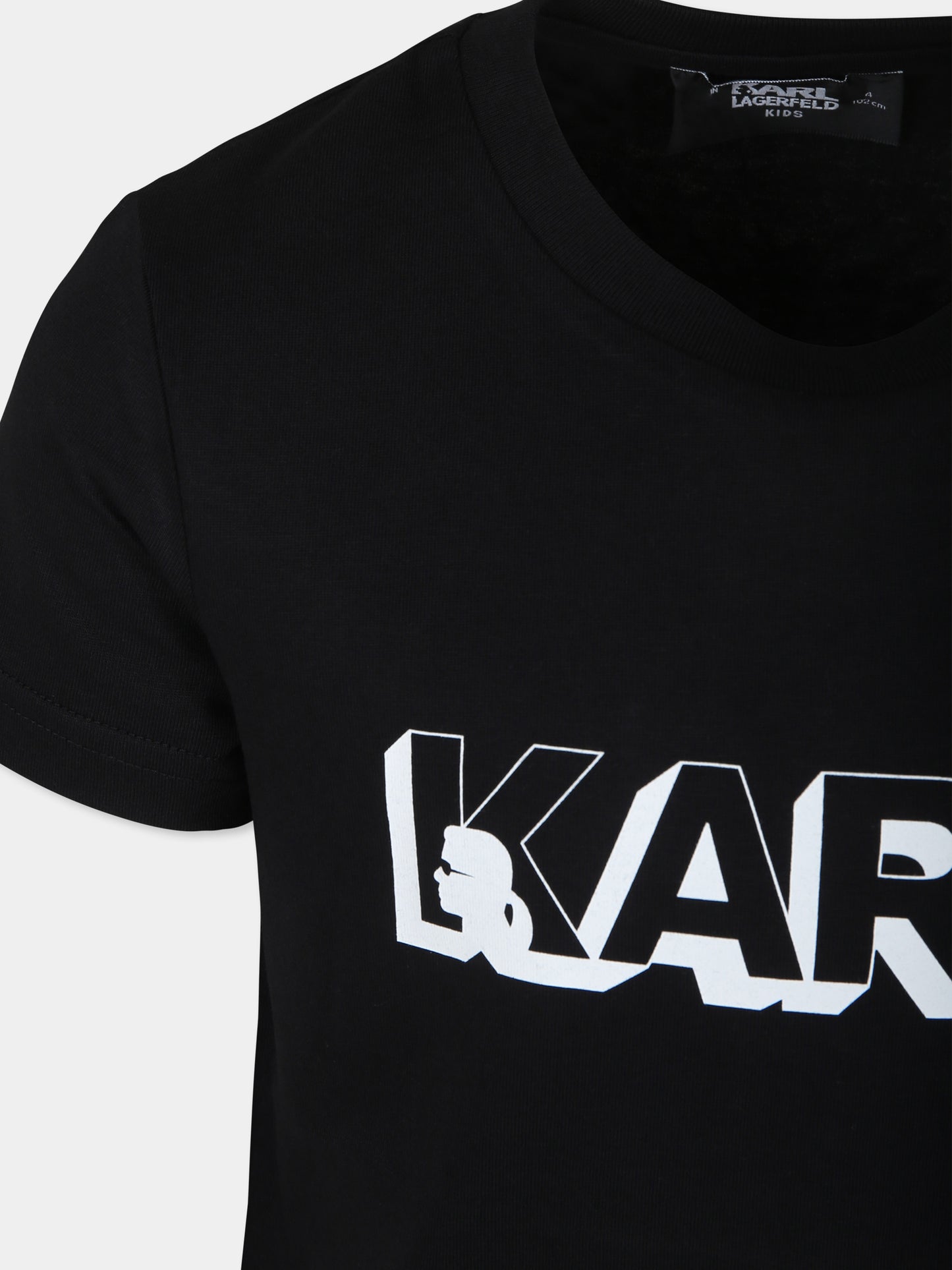 T-shirt nera per bambini con logo,Karl Lagerfeld Kids,Z30254 09B