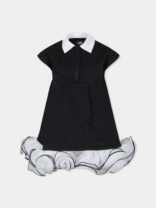 Vestito nero per bambina con logo,Karl Lagerfeld Kids,Z30192 M41