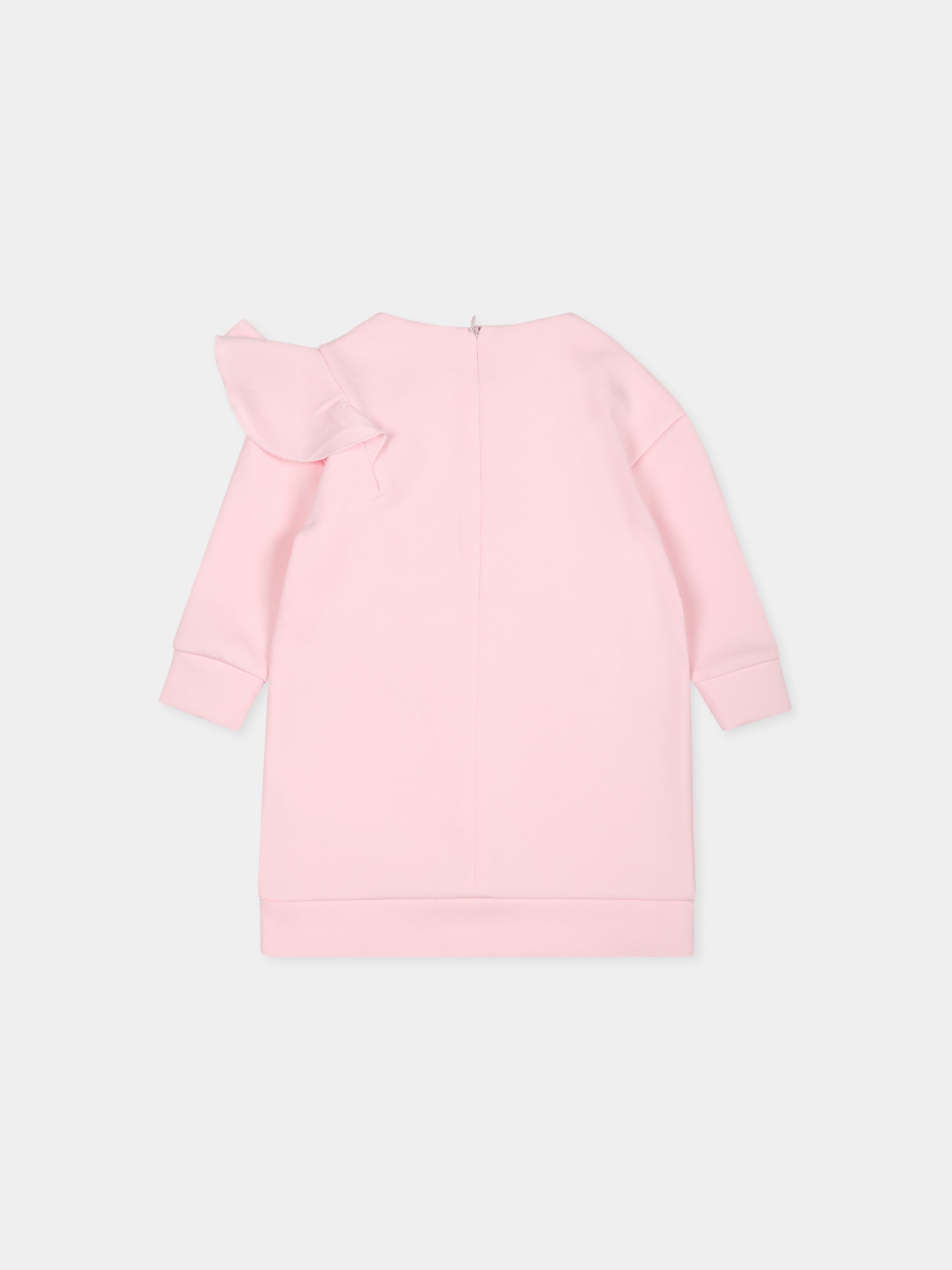 Vestito rosa per neonata con stampa Choupette,Karl Lagerfeld Kids,Z30275 475