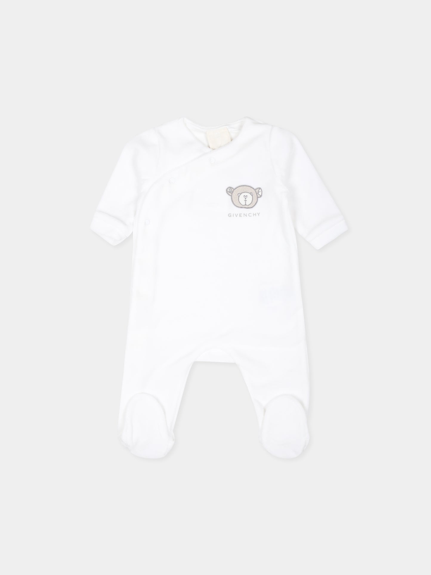 Set tutina bianco per neonati con orso e logo,Givenchy Kids,H30569 10P