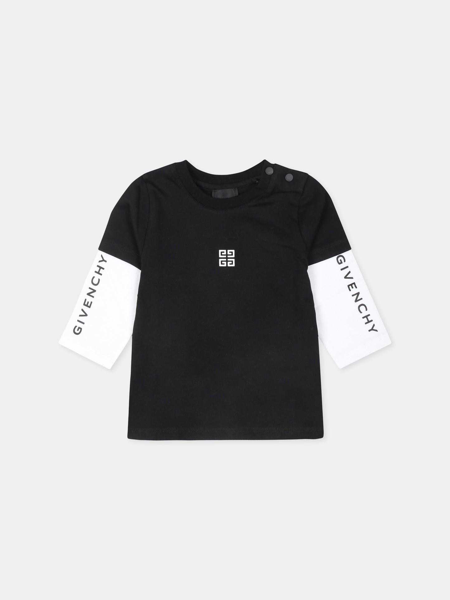 T-shirt nera per neonati con logo,Givenchy Kids,H30475 09B