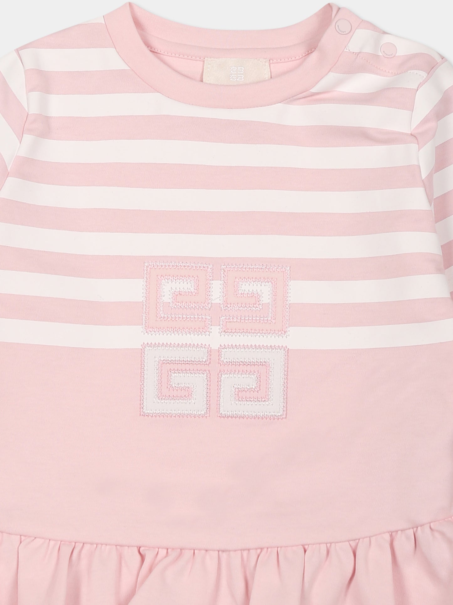 T-shirt rosa per neonata con iconico motivo 4G,Givenchy Kids,H30531 44Z