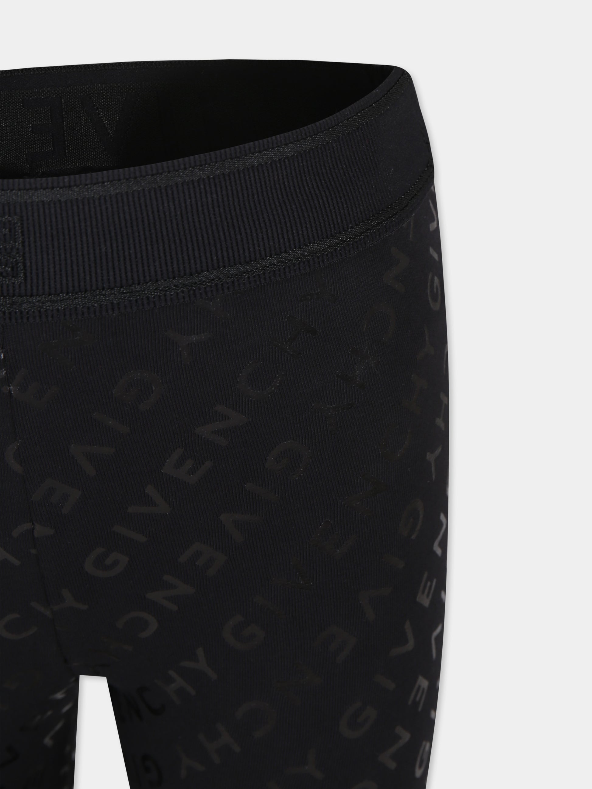 Leggings neri per bambina con logo,Givenchy Kids,H30402 09B