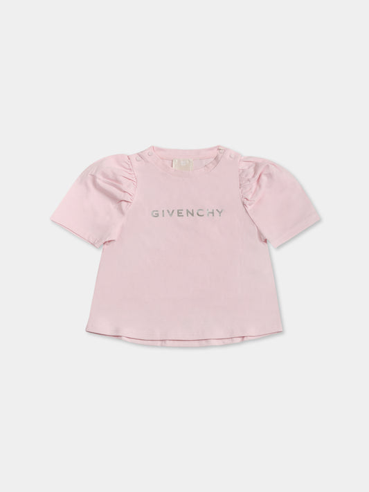 T-shirt rosa per neonata con logo,Givenchy Kids,H30529 44Z