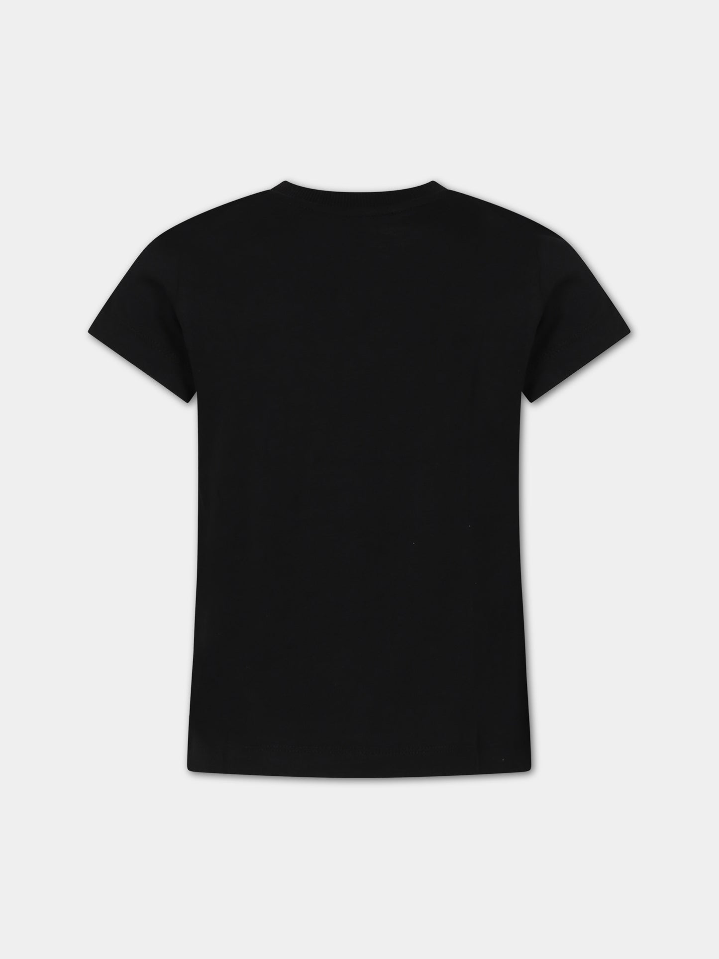 T-shirt nera per bambini con logo,Moschino Kids,H5M03U LAA10 60100