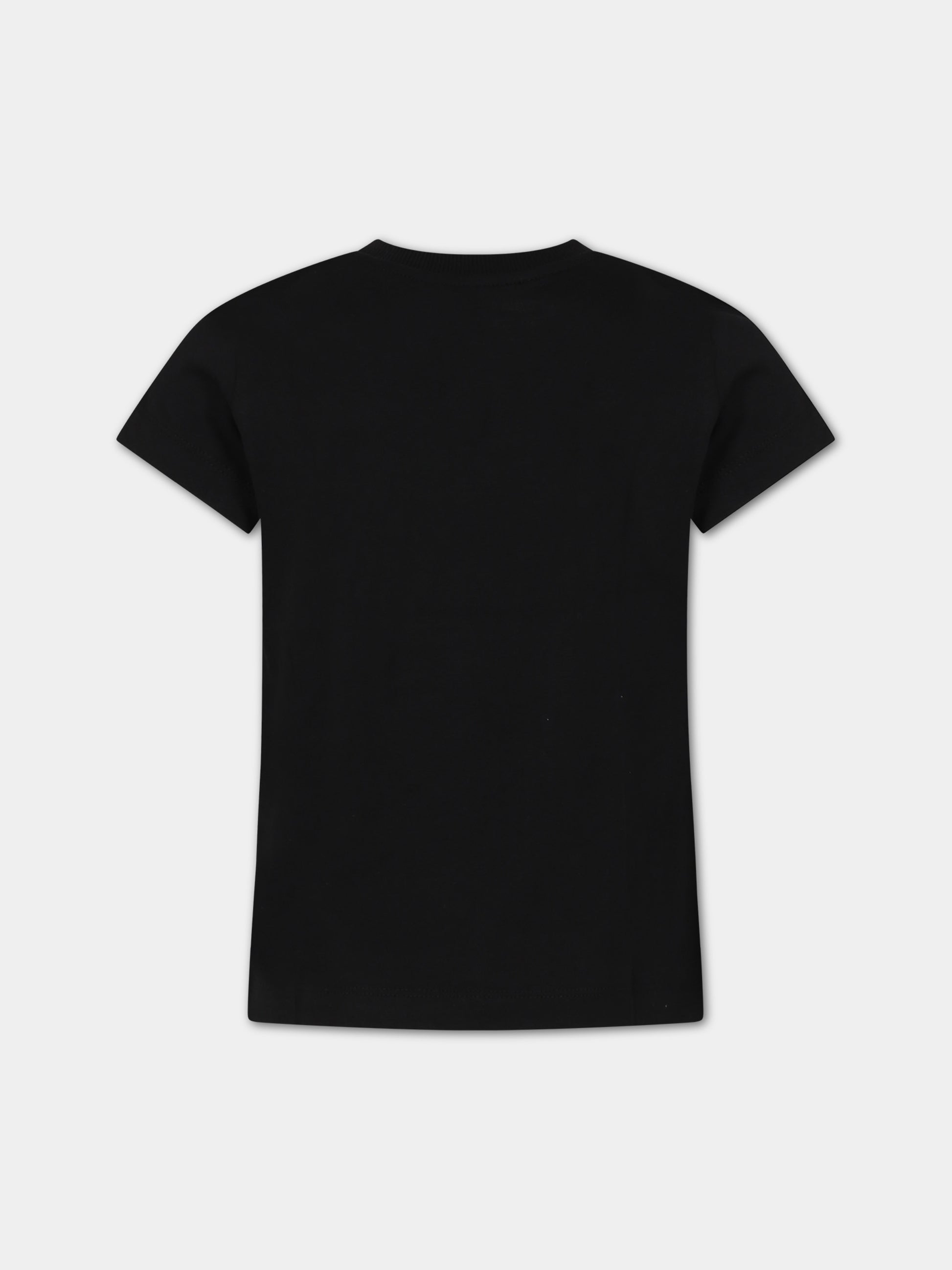 T-shirt nera per bambini con logo,Moschino Kids,H5M03U LAA10 60100