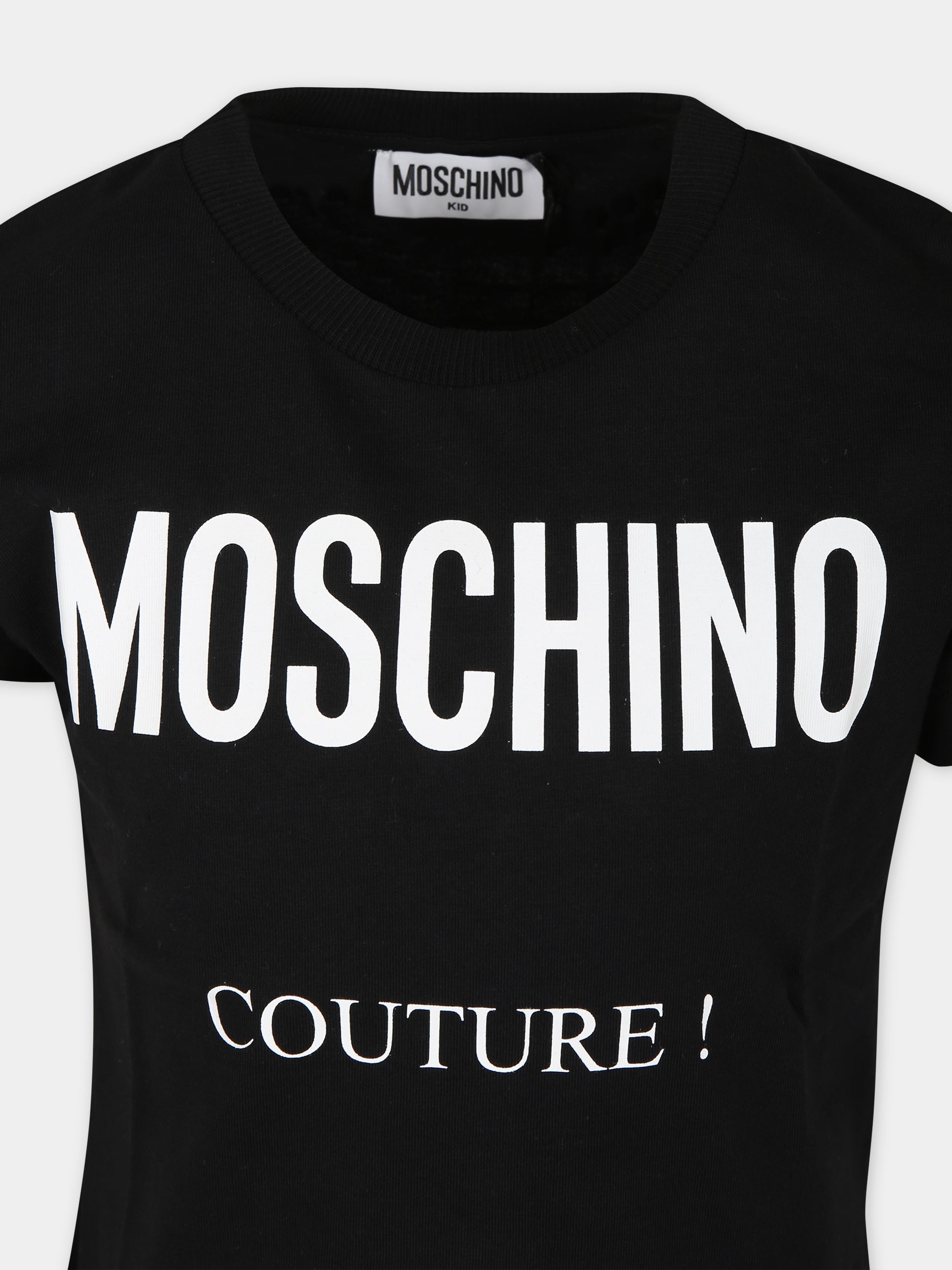 T-shirt nera per bambini con logo,Moschino Kids,H5M03U LAA10 60100