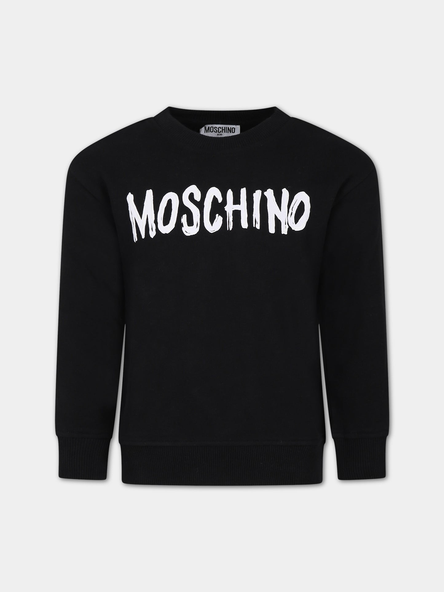 Felpa nera per bambina con logo,Moschino Kids,HMF06O LCA14 60100