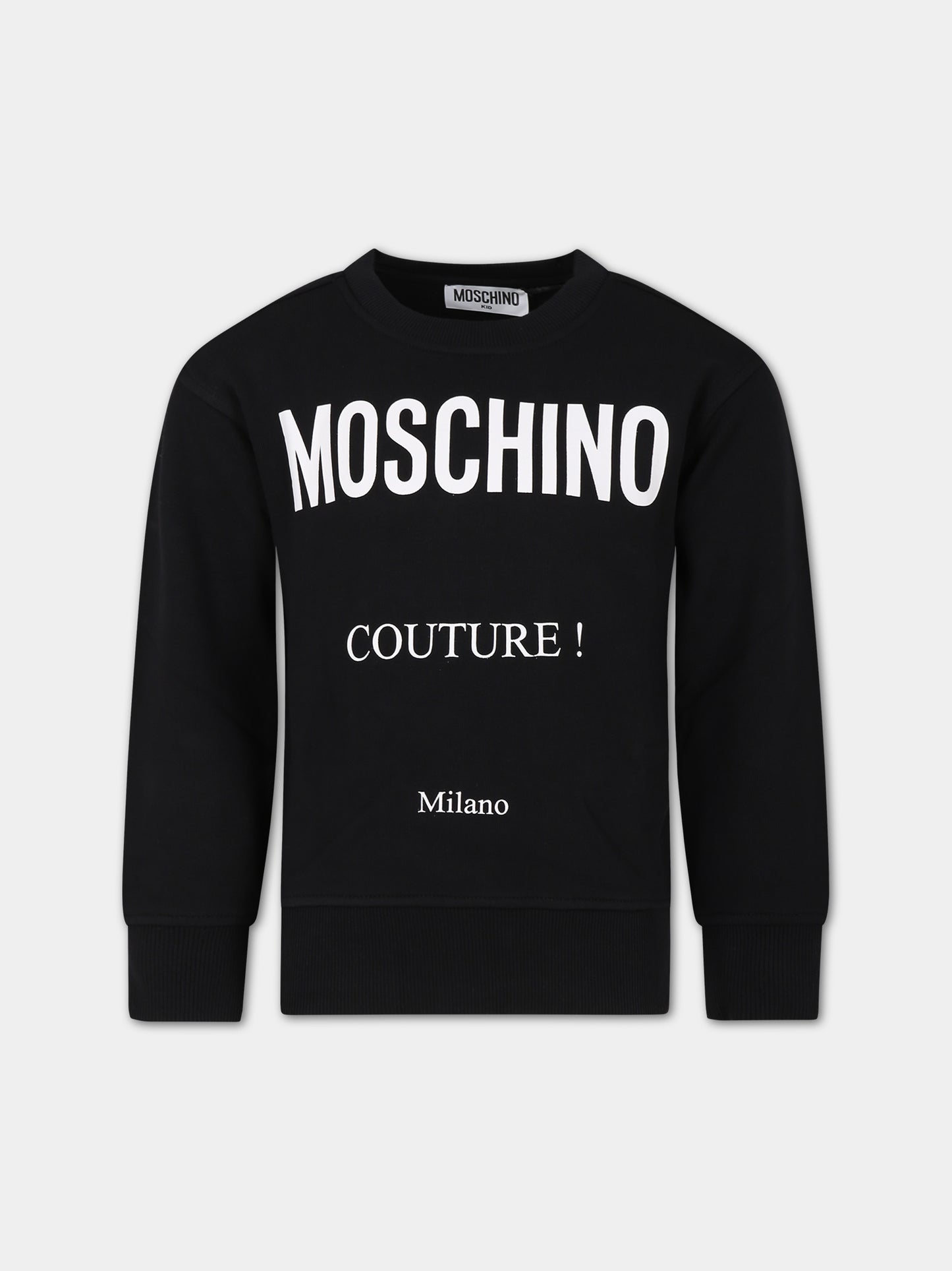 Felpa nera per bambina con logo,Moschino Kids,HNF06O LCA23 60100