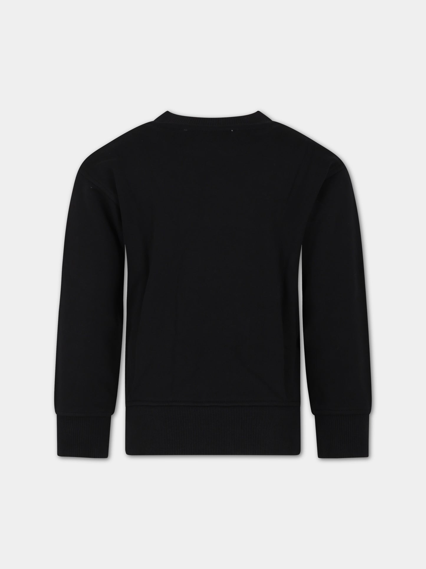 Felpa nera per bambina con logo,Moschino Kids,HNF06O LCA23 60100