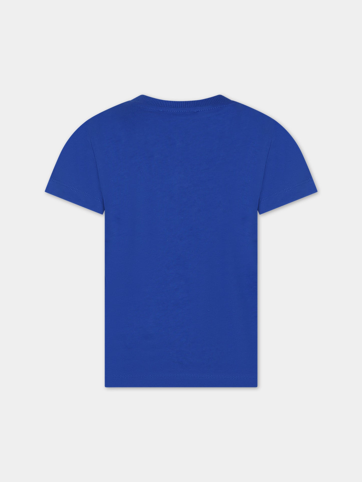 T-shirt blu per bambini con Teddy Bear e logo,Moschino Kids,HWM03U LAA34 40457