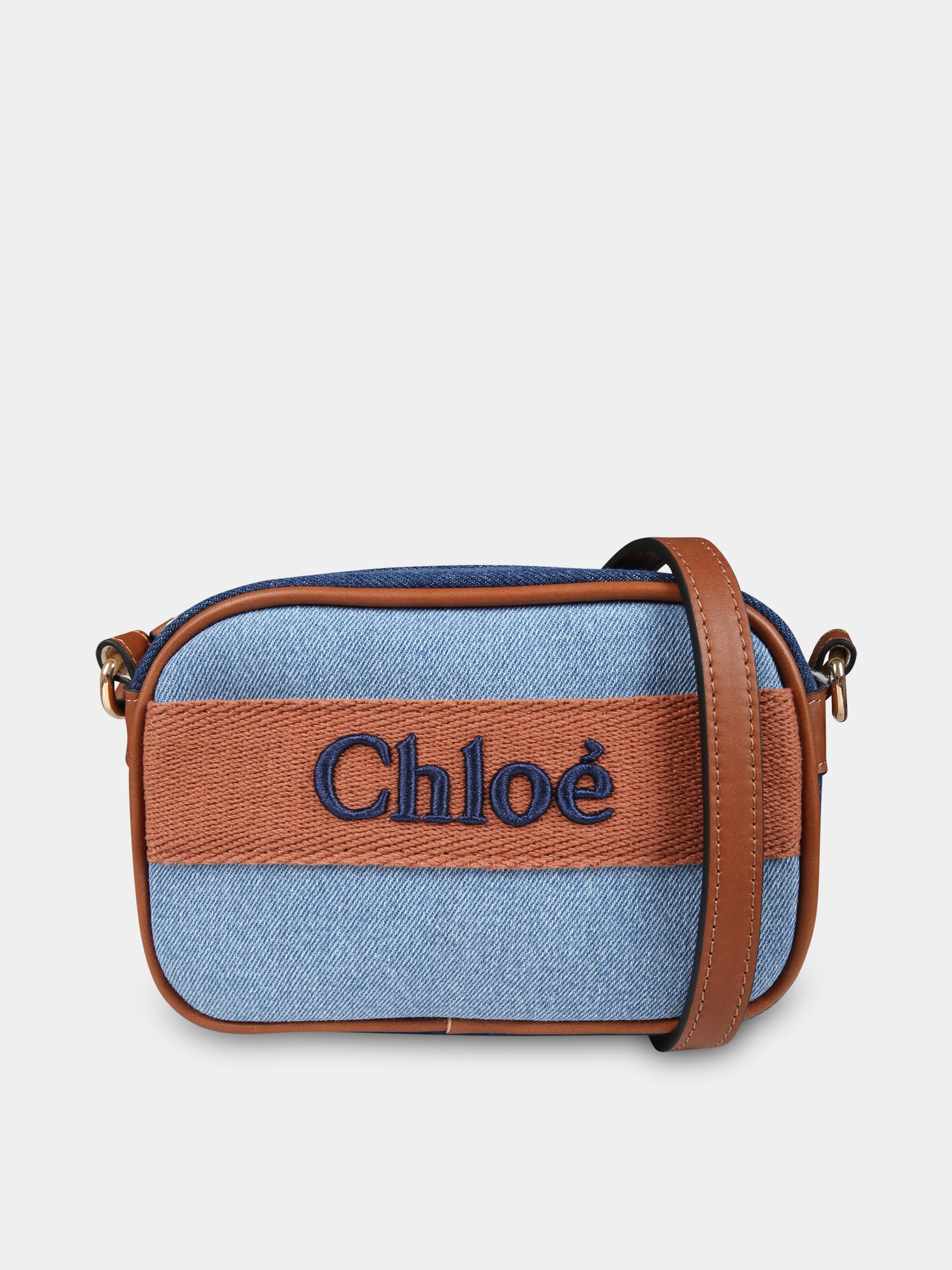 Borsa blu per bambina con logo,Chloé Kids,C20276 Z10