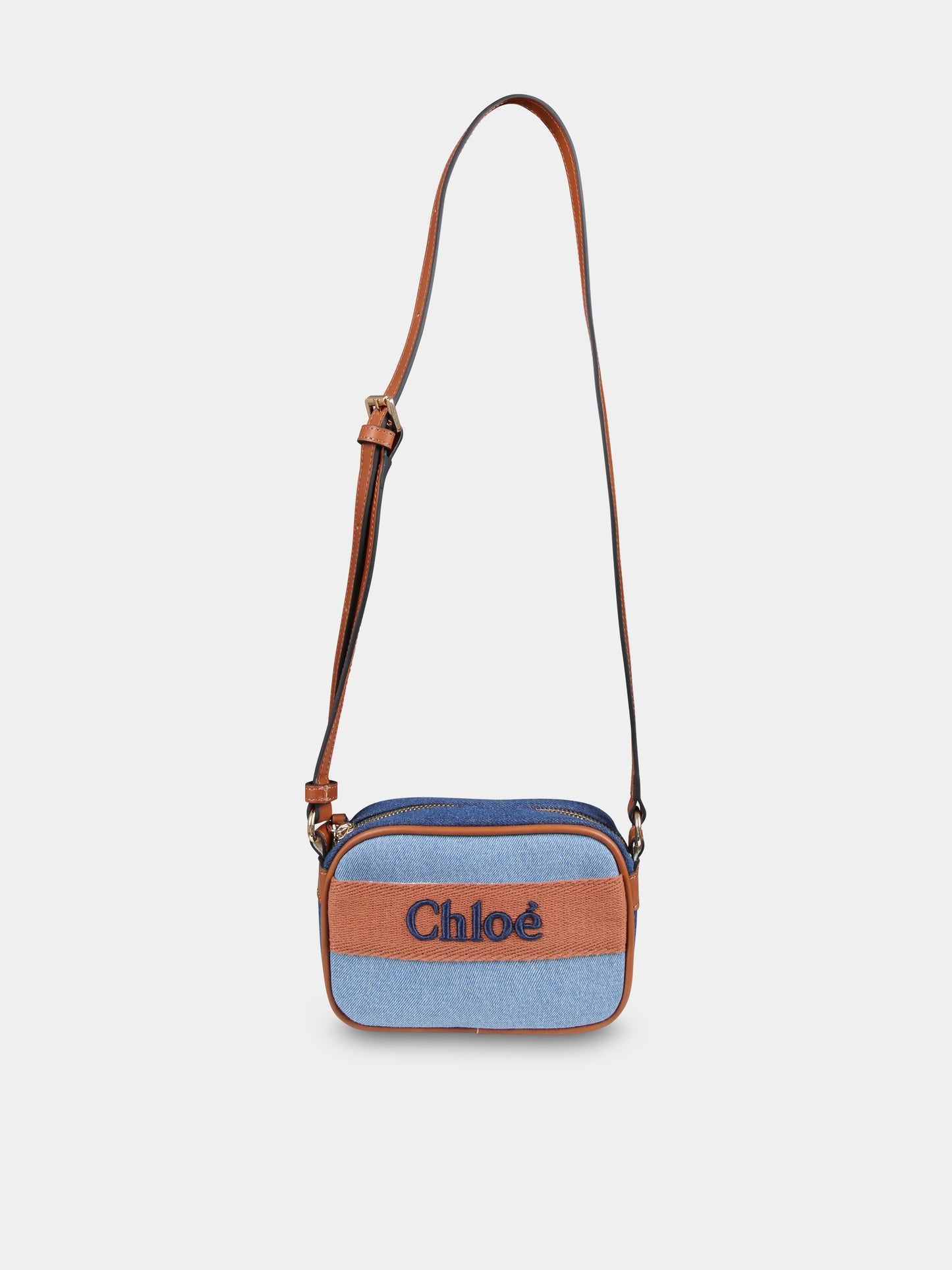 Borsa blu per bambina con logo,Chloé Kids,C20276 Z10