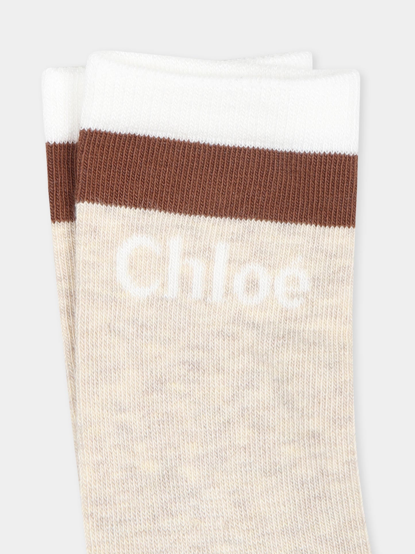 Calze beige per bambina con logo,Chloé Kids,C20279 C03