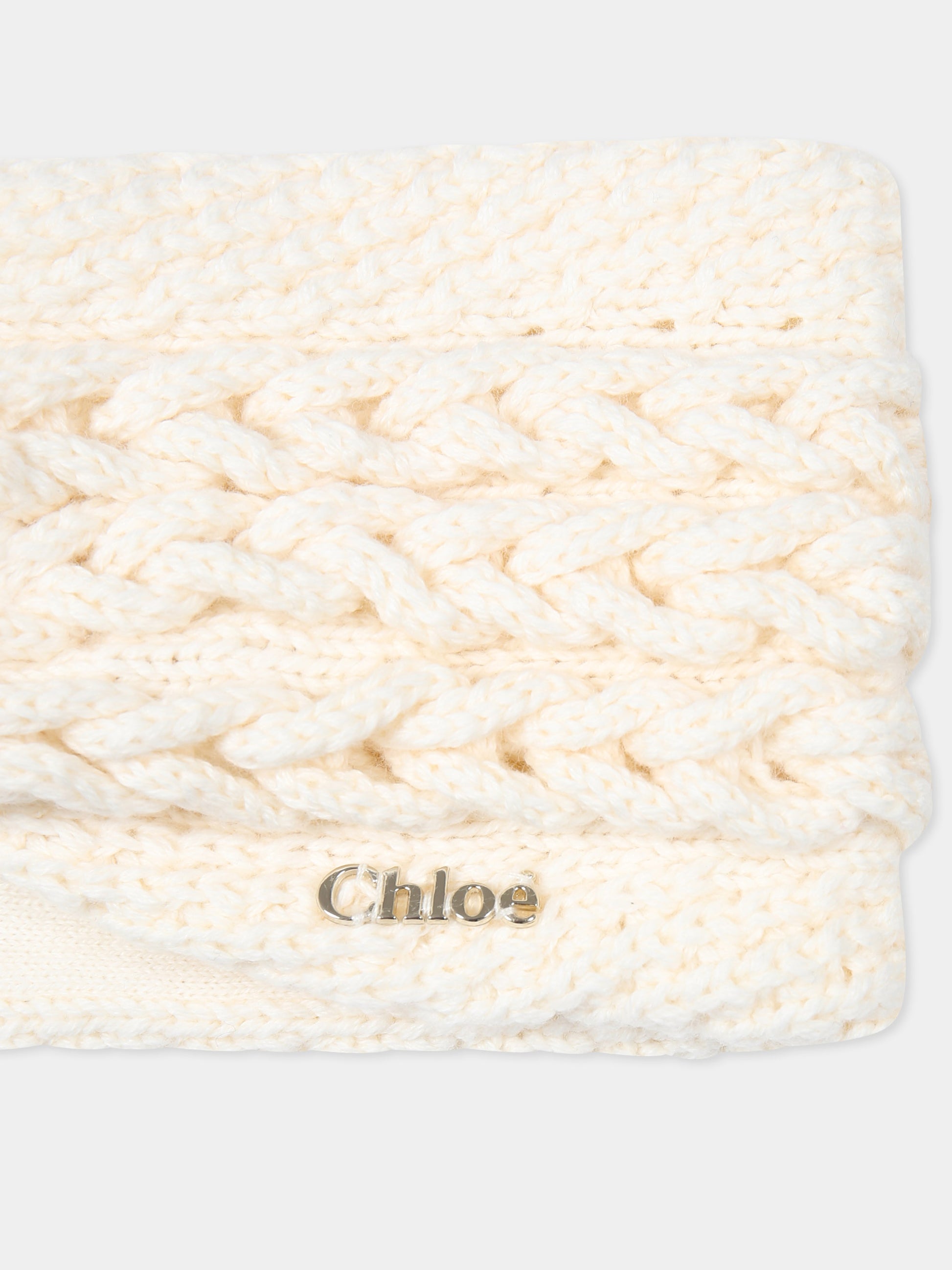 Fascia avorio per bambina con logo,Chloé Kids,C20375 148