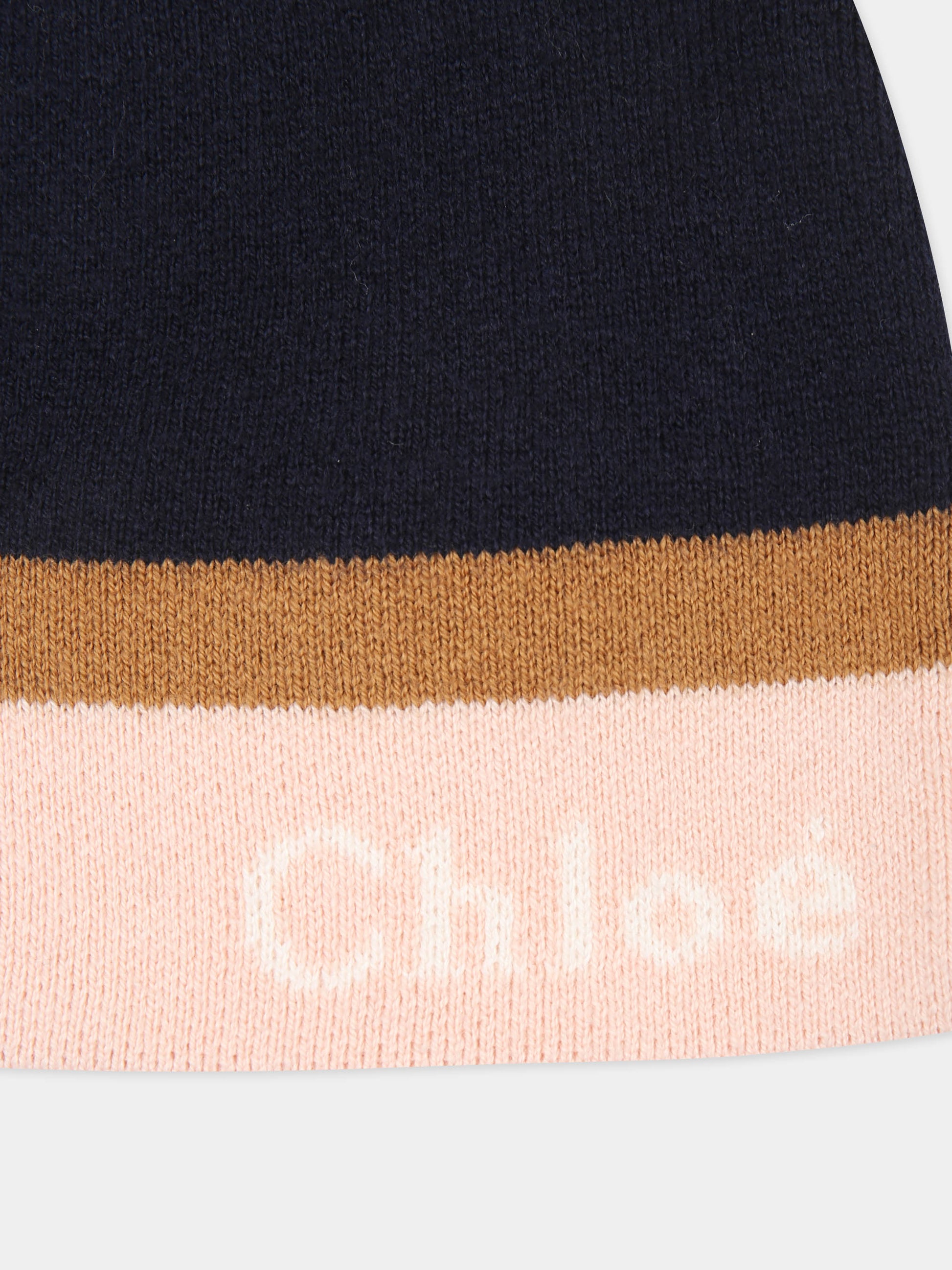 Berretto blu per bambina con logo,Chloé Kids,C20272 859