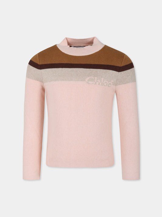 Dolcevita rosa per bambina con logo,Chloé Kids,C20396 45K