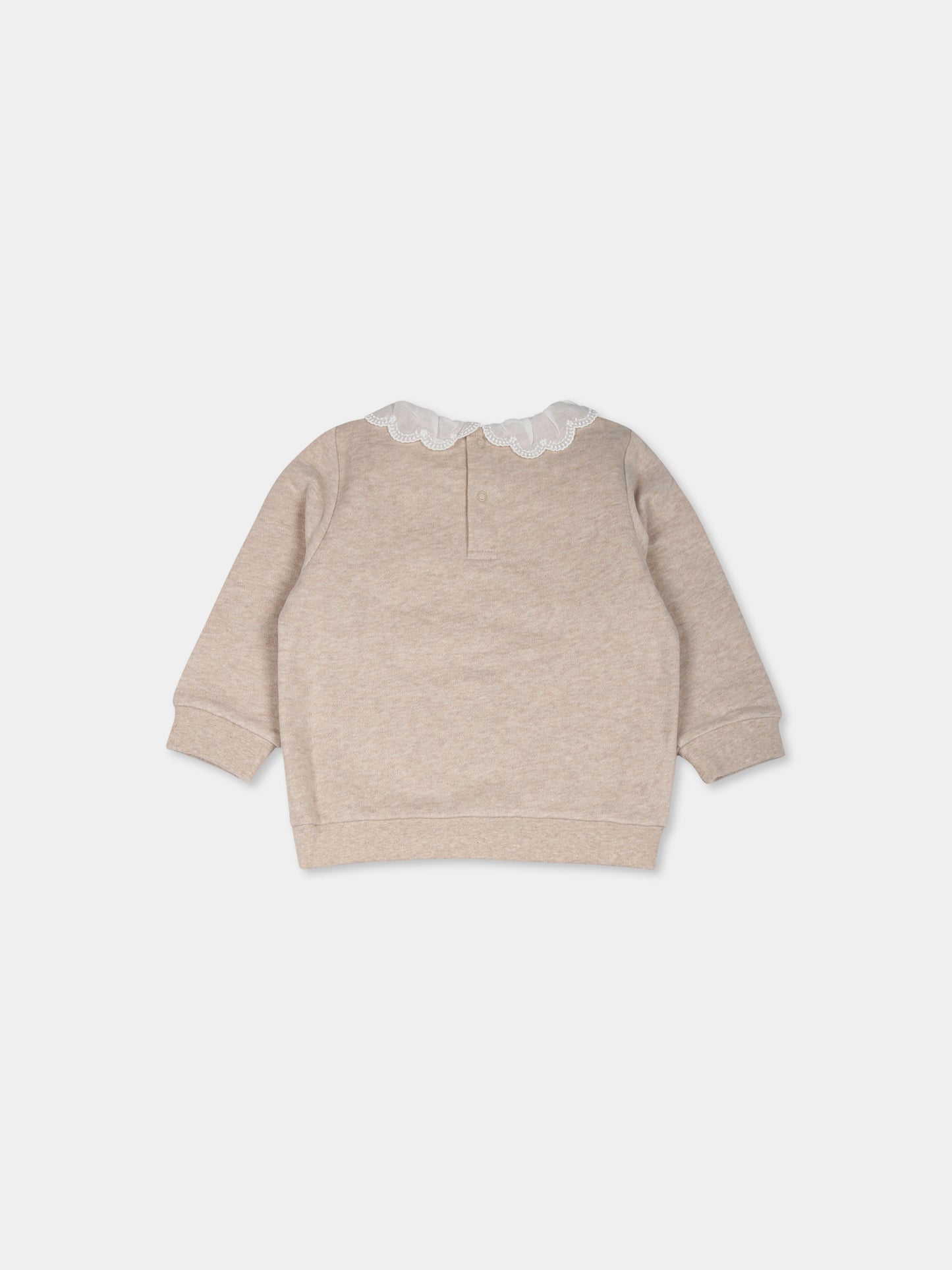 Felpa beige per neonata con logo,Chloé Kids,C20310 C03