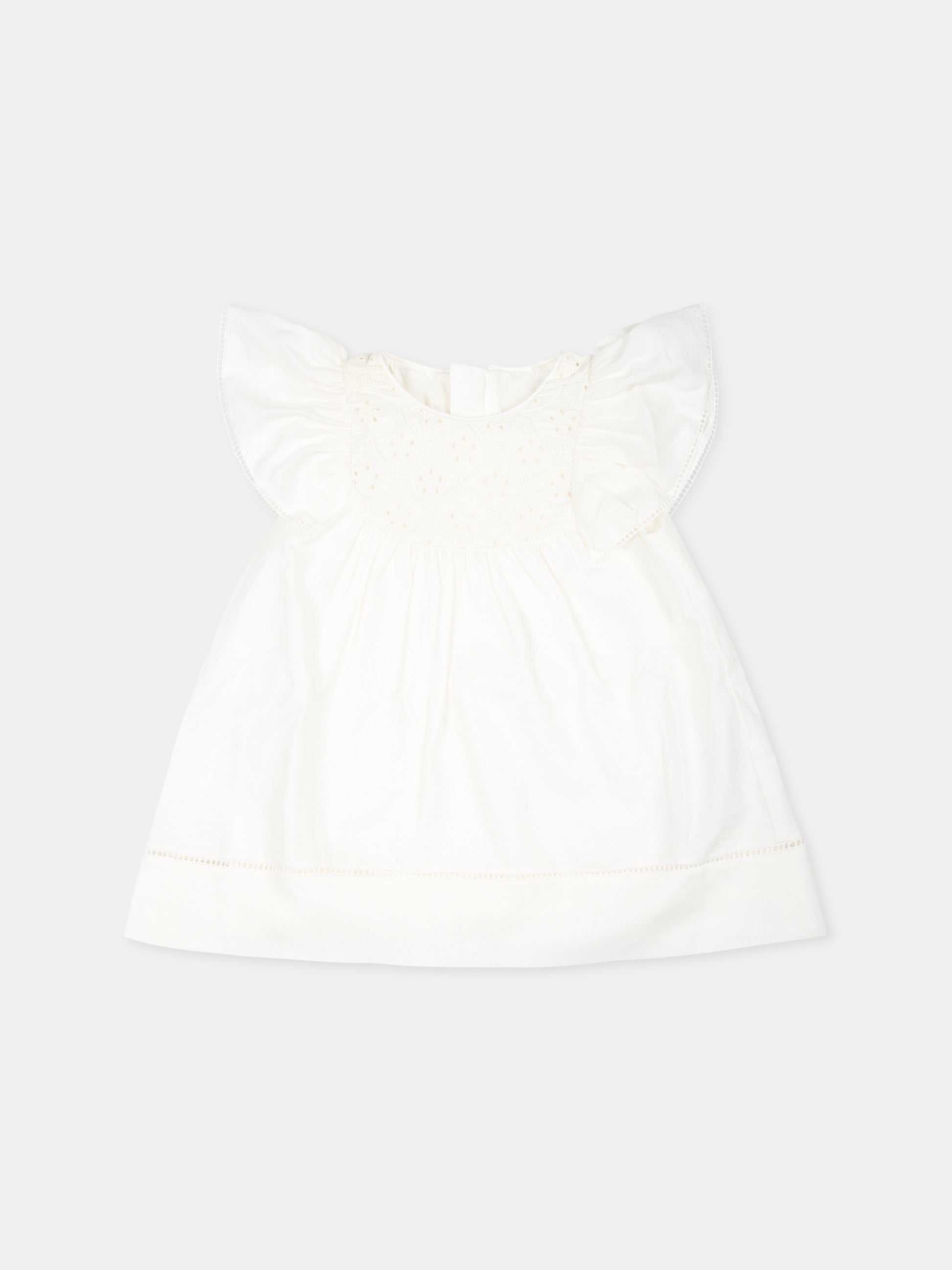 Completo bianco per neonata con logo,Chloé Kids,C20377 117