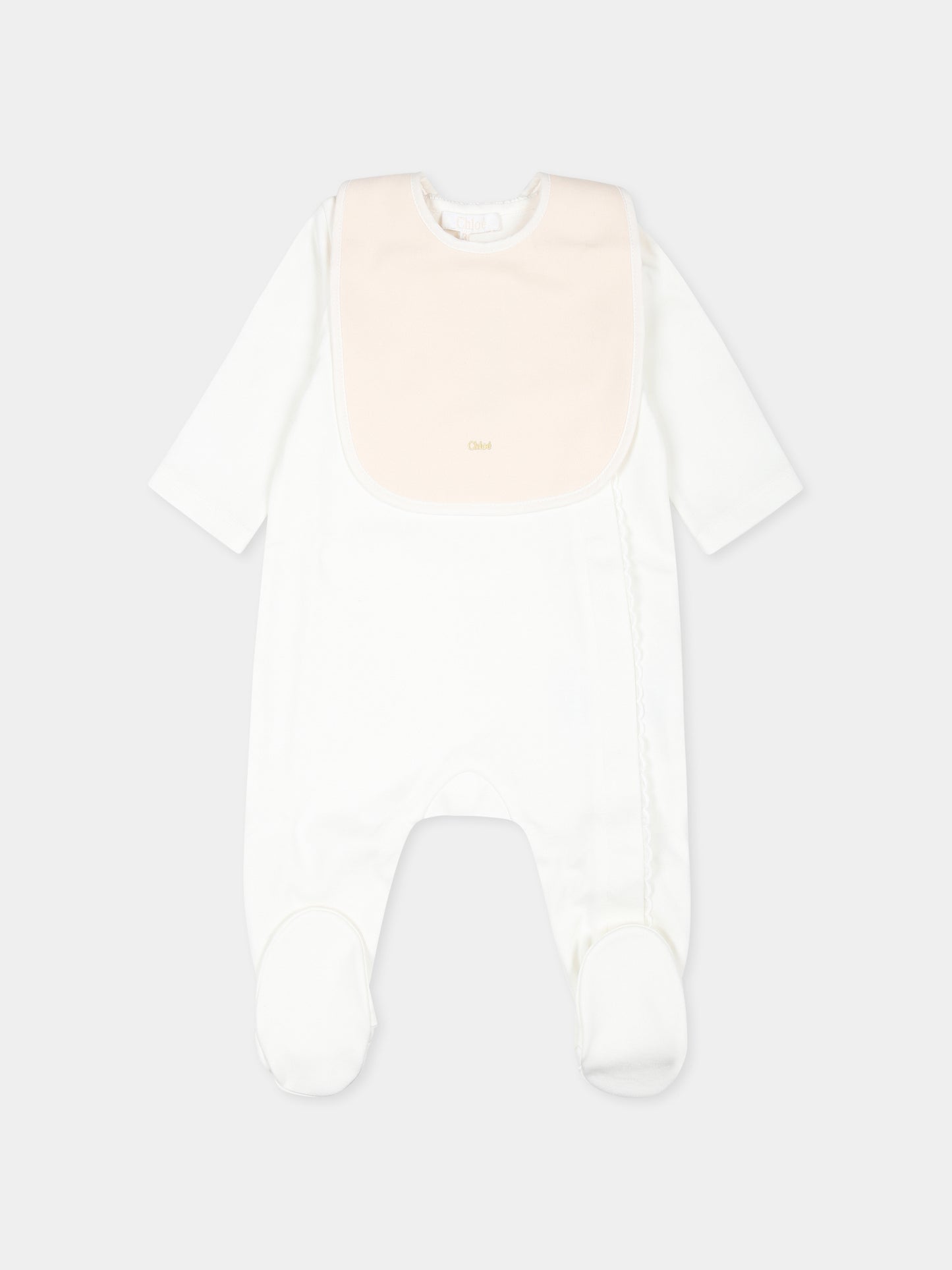 Set tutina avorio per neonata con logo,Chloé Kids,C20325 117