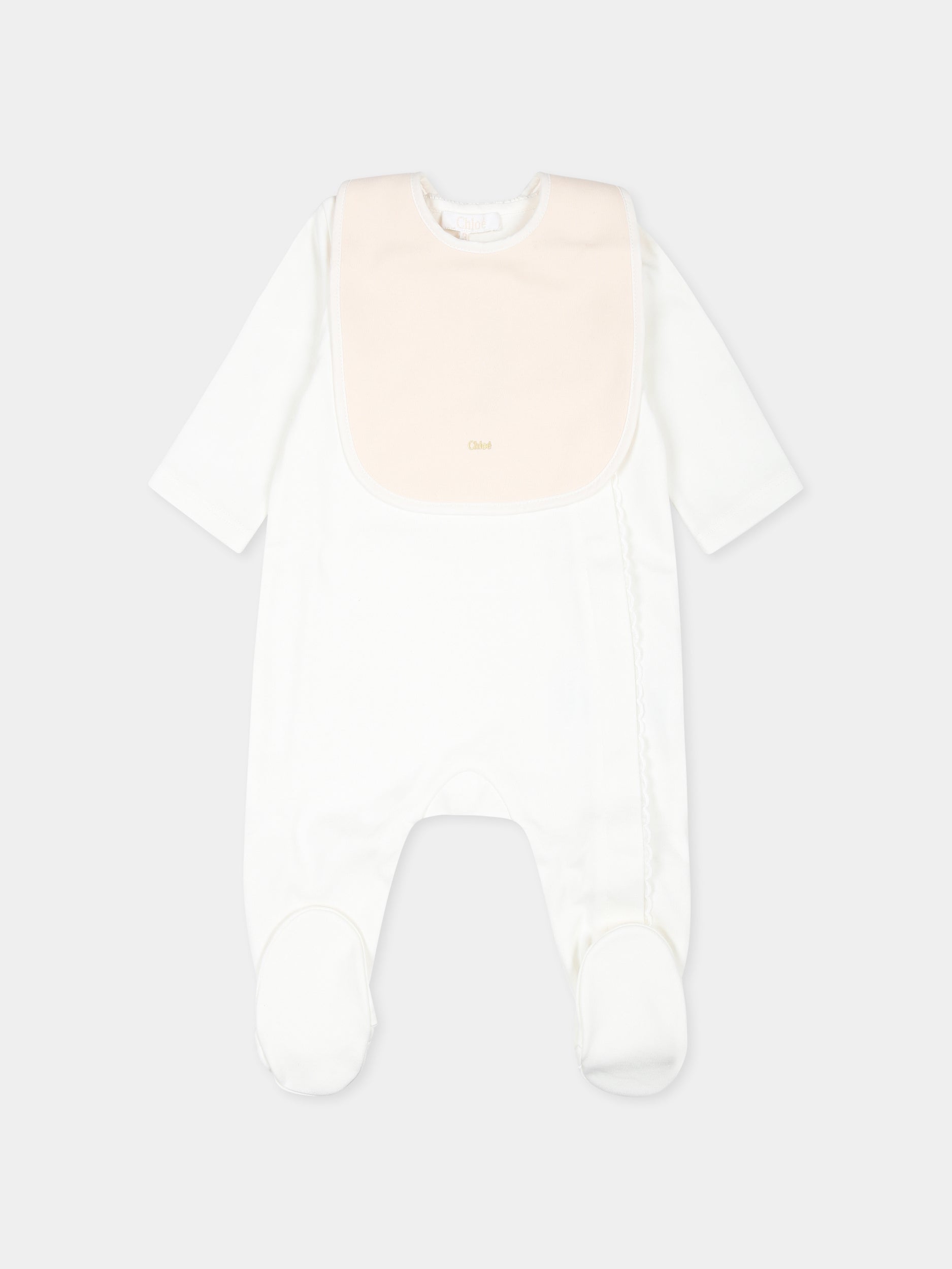 Set tutina avorio per neonata con logo,Chloé Kids,C20325 117