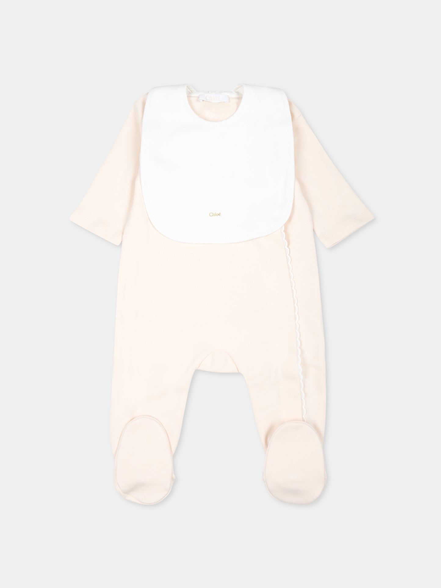 Set tutina rosa per neonata con logo,Chloé Kids,C20325 440