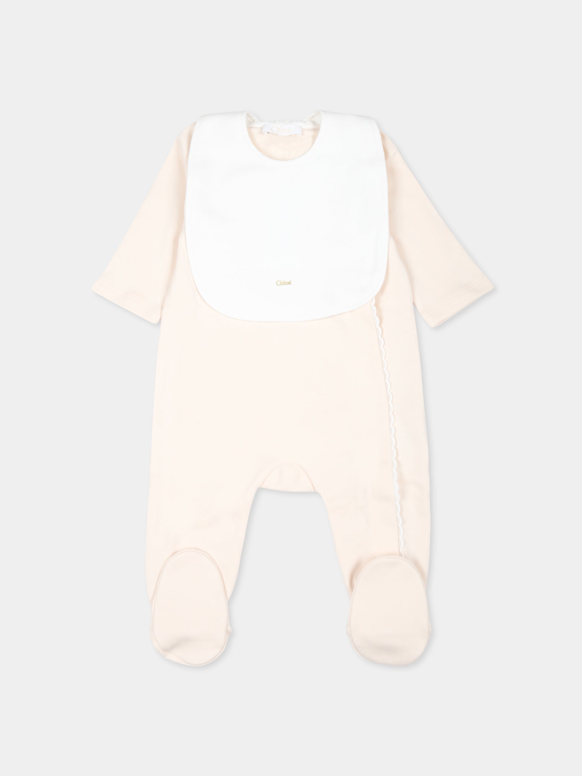 Set tutina rosa per neonata con logo,Chloé Kids,C20325 440