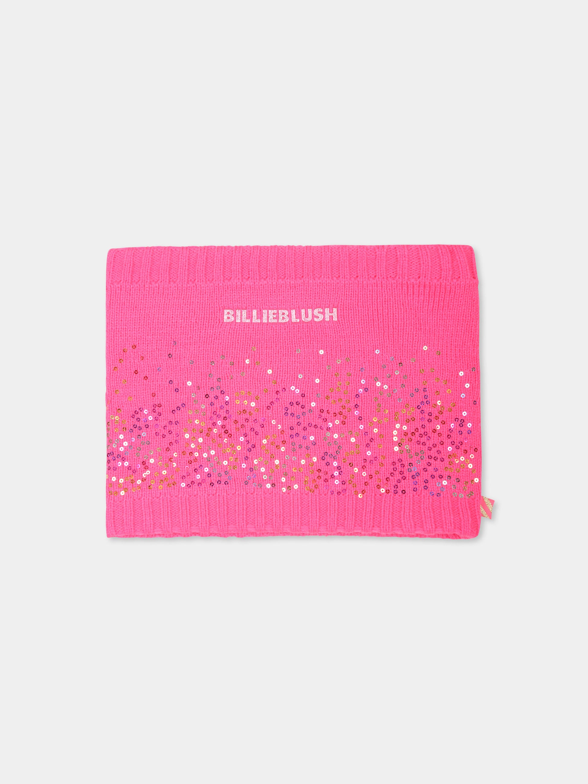 Sciarpa fucsia per bambina con paillettes,Billieblush,U20588 47A